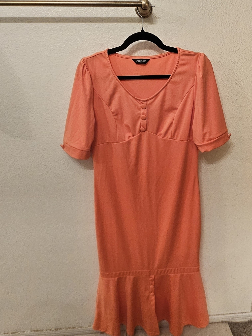 Chic Coral Short-Sleeve Midi Dress by CHICME